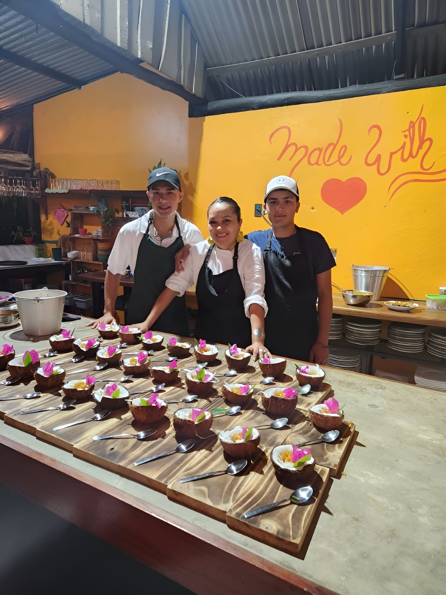 Jazmin and her kitchen team preparing a feast